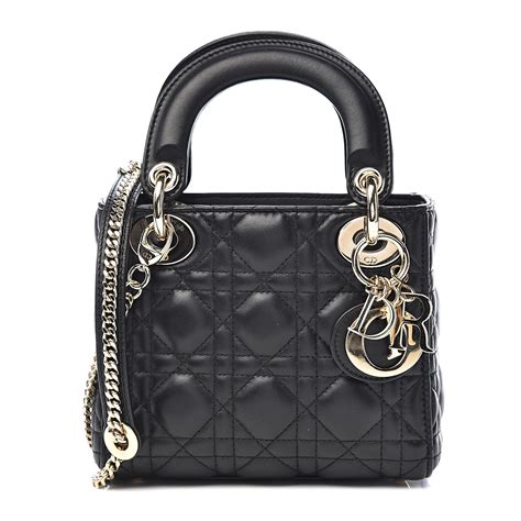 mini lady dior bag black cannage lambskin|Lady Dior cannage bag.